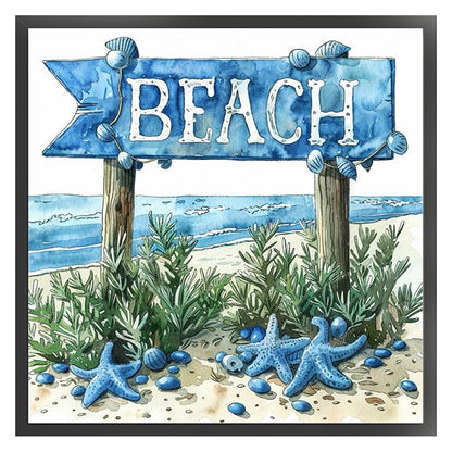 Beach Sign - 11CT Stamped Cross Stitch 40*40CM