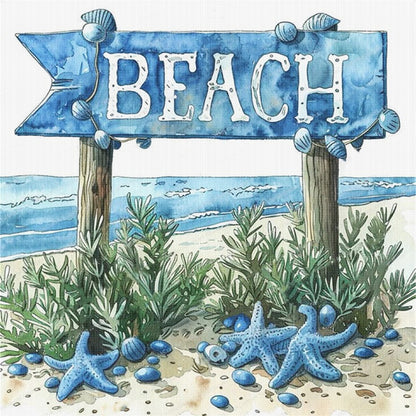 Beach Sign - 11CT Stamped Cross Stitch 40*40CM
