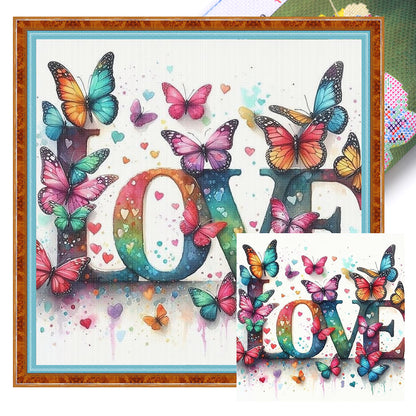 Love Butterfly - 11CT Stamped Cross Stitch 40*40CM