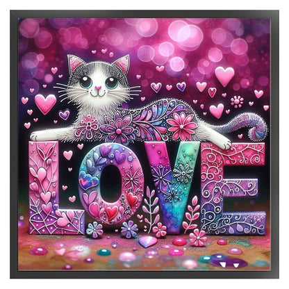 Love Cat - 11CT Stamped Cross Stitch 40*40CM