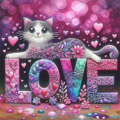 Love Cat - 11CT Stamped Cross Stitch 40*40CM