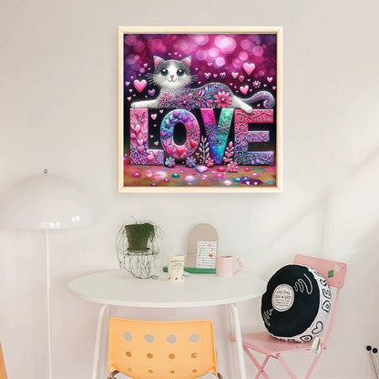Love Cat - 11CT Stamped Cross Stitch 40*40CM