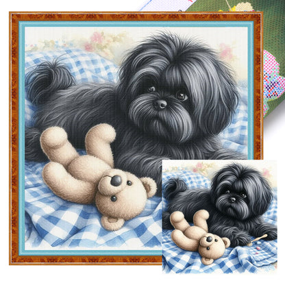 Puppy And Bear - 11CT Stamped Cross Stitch 40*40CM