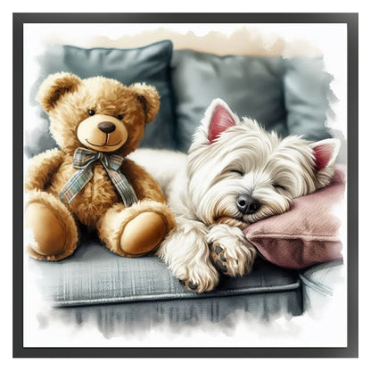 Puppy And Bear - 11CT Stamped Cross Stitch 40*40CM