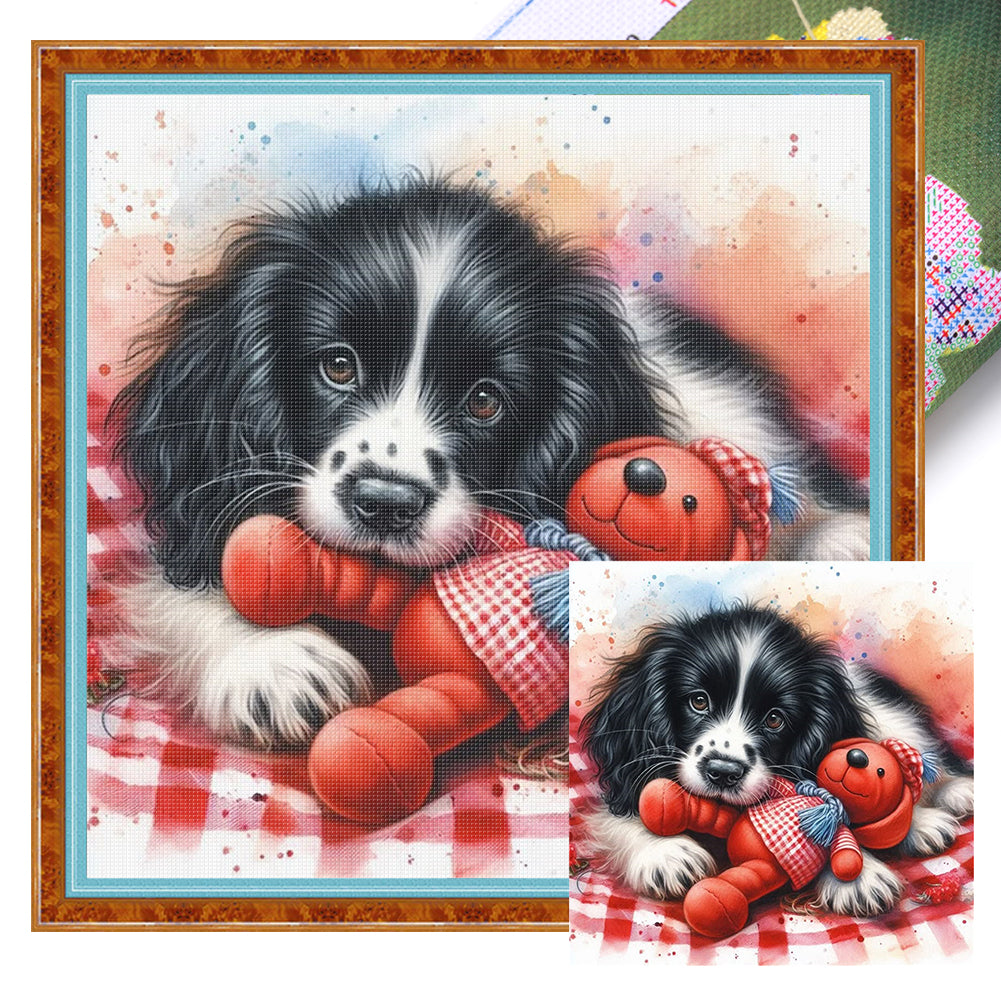 Puppy And Bear - 11CT Stamped Cross Stitch 40*40CM