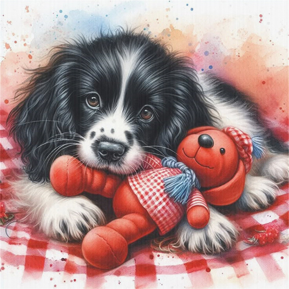 Puppy And Bear - 11CT Stamped Cross Stitch 40*40CM