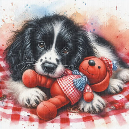 Puppy And Bear - 11CT Stamped Cross Stitch 40*40CM
