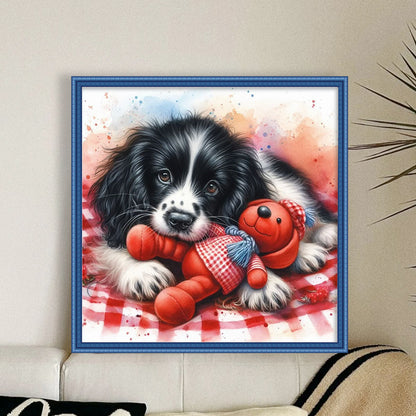 Puppy And Bear - 11CT Stamped Cross Stitch 40*40CM