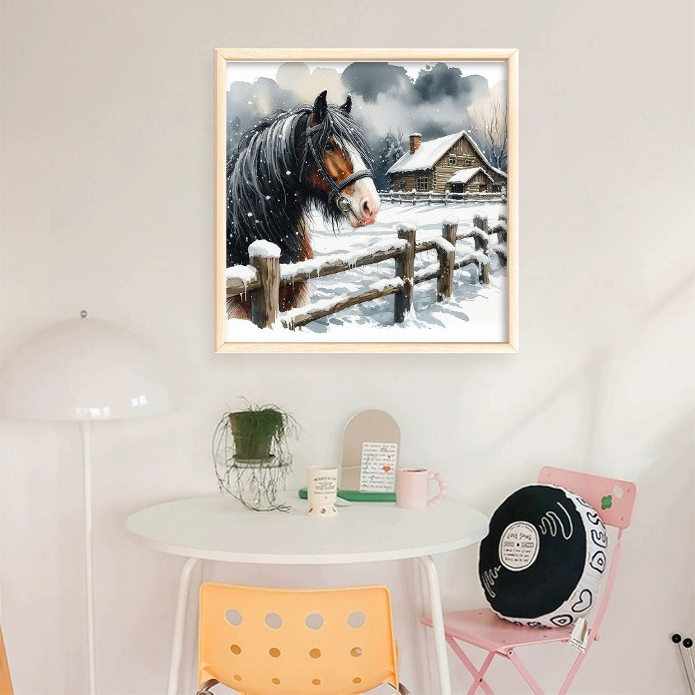 Winter Horse - 11CT Stamped Cross Stitch 40*40CM