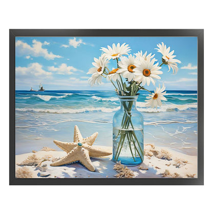 Beach Daisy Vase - 11CT Stamped Cross Stitch 50*40CM