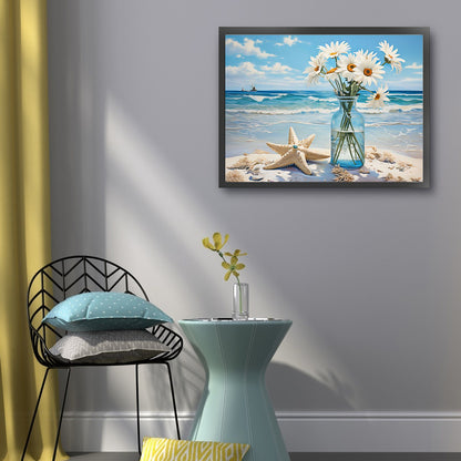 Beach Daisy Vase - 11CT Stamped Cross Stitch 50*40CM