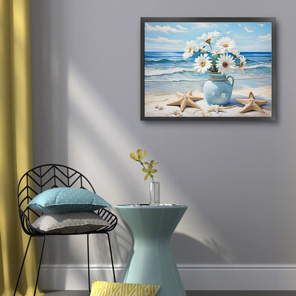 Beach Daisy Vase - 11CT Stamped Cross Stitch 50*40CM