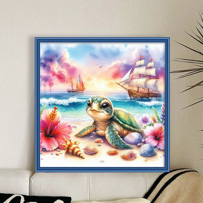 Seaside Turtle - 11CT Stamped Cross Stitch 40*40CM