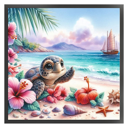 Beach Turtle - 11CT Stamped Cross Stitch 40*40CM