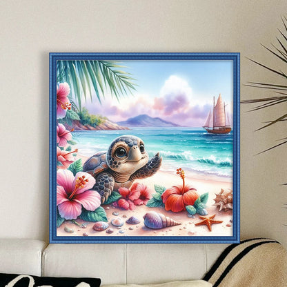 Beach Turtle - 11CT Stamped Cross Stitch 40*40CM