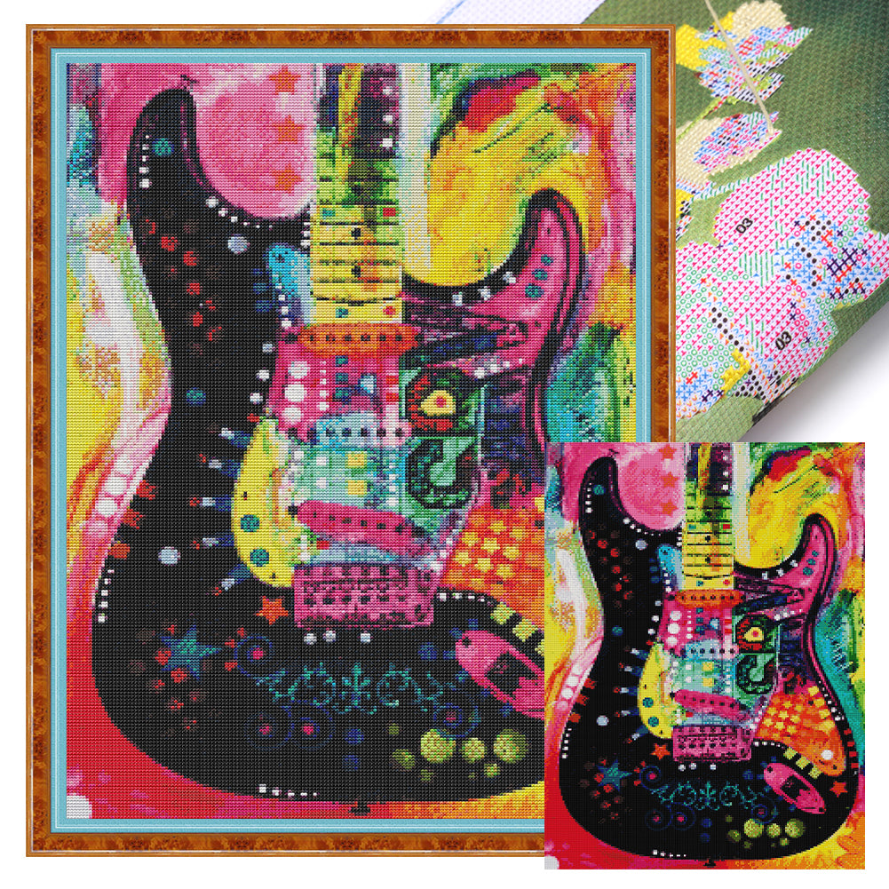 Colorful Guitar - 14CT Stamped Cross Stitch 41*55CM(Joy Sunday)