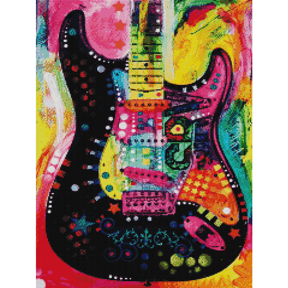 Colorful Guitar - 14CT Stamped Cross Stitch 41*55CM(Joy Sunday)
