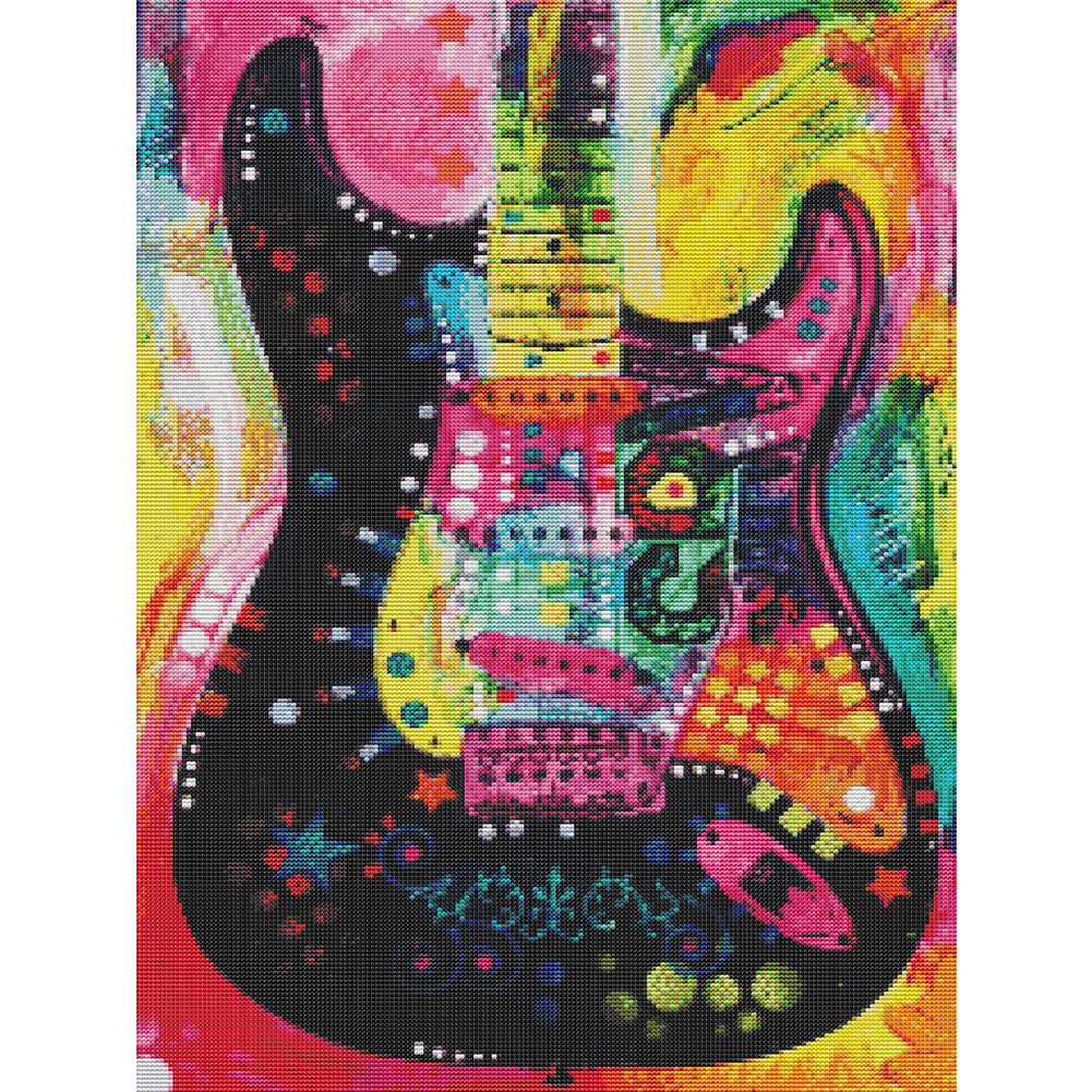 Colorful Guitar - 14CT Stamped Cross Stitch 41*55CM(Joy Sunday)