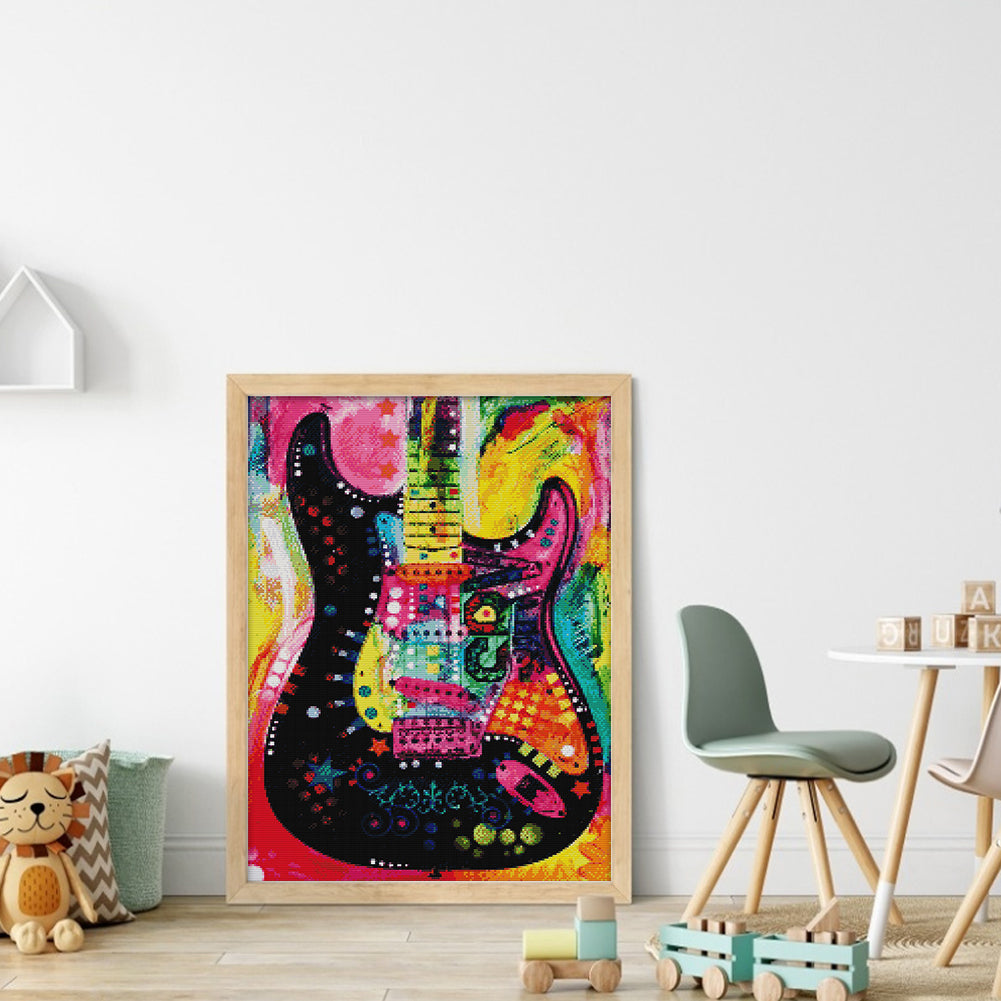 Colorful Guitar - 14CT Stamped Cross Stitch 41*55CM(Joy Sunday)