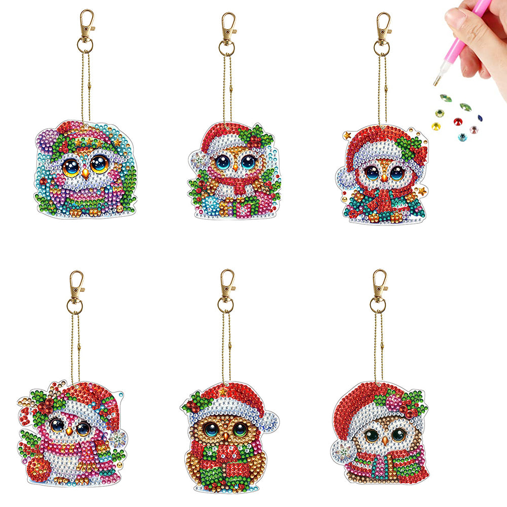 6Pcs Double Sided Diamond Painting Keychains Kit Diamond Art Set Handmade Crafts
