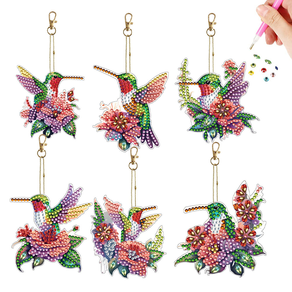 6Pcs Double Sided Diamond Painting Keychains Kit Diamond Art Set Handmade Crafts