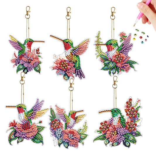 6Pcs Double Sided Diamond Painting Keychains Kit Diamond Art Set Handmade Crafts