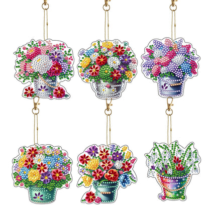 6Pcs Double Sided Diamond Painting Keychains Kit Diamond Art Set Handmade Crafts