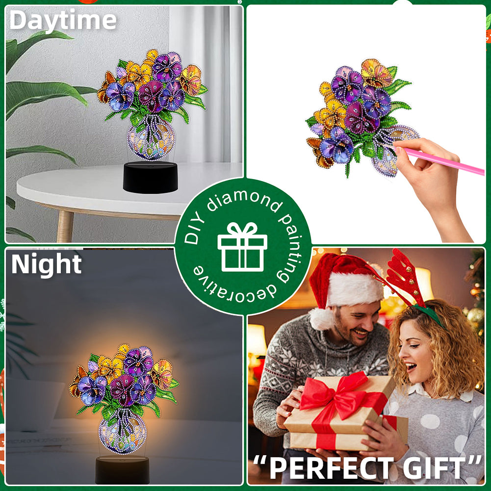 Acrylic Double Sided Butterfly Tree Of Life Rhinestones LED Light for Art Crafts