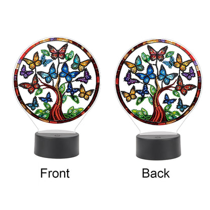 Acrylic Double Sided Butterfly Tree Of Life Rhinestones LED Light for Art Crafts