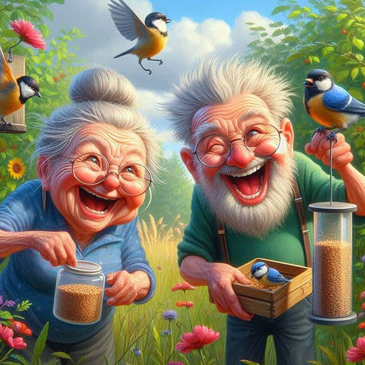 Funny Old Couple - Full Round Drill Diamond Painting 40*40CM