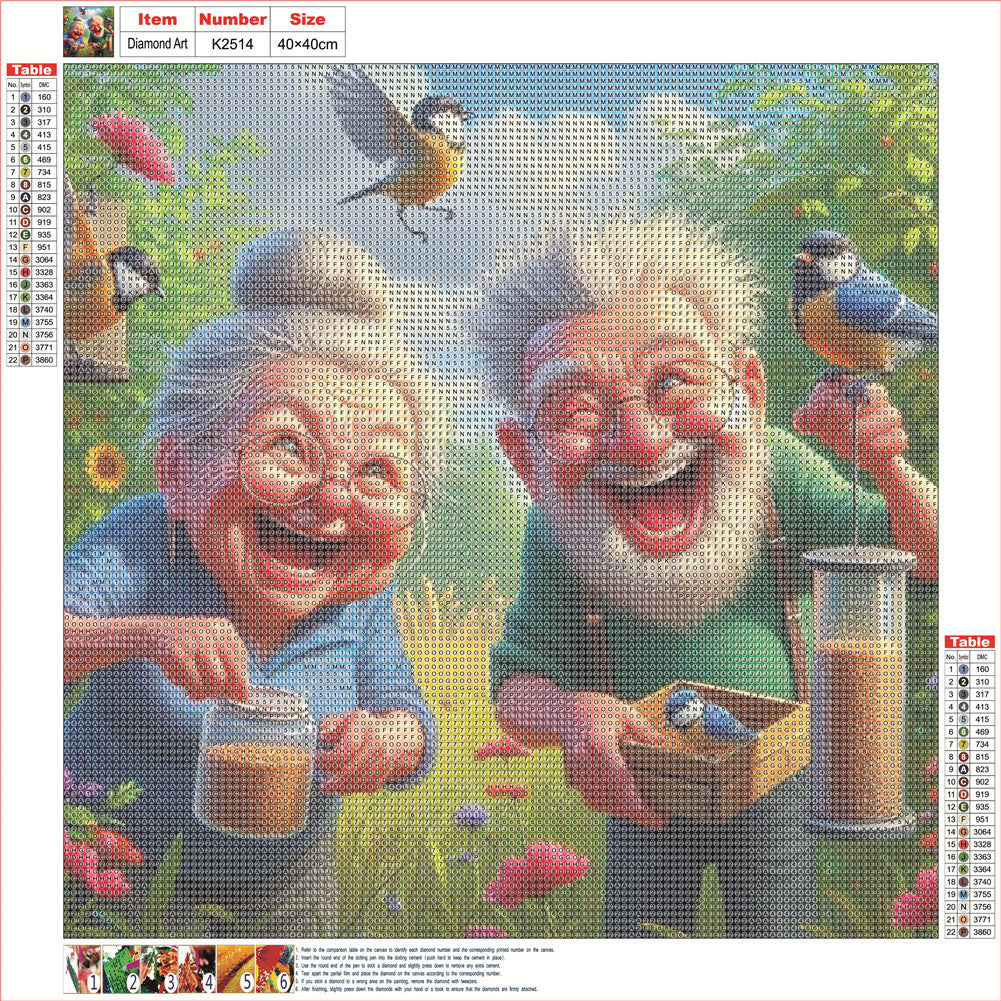 Funny Old Couple - Full Round Drill Diamond Painting 40*40CM