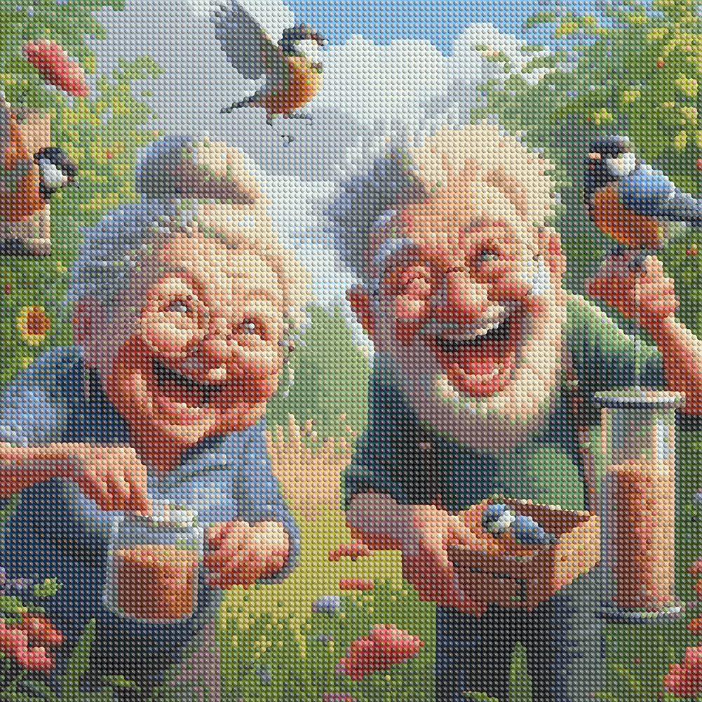 Funny Old Couple - Full Round Drill Diamond Painting 40*40CM