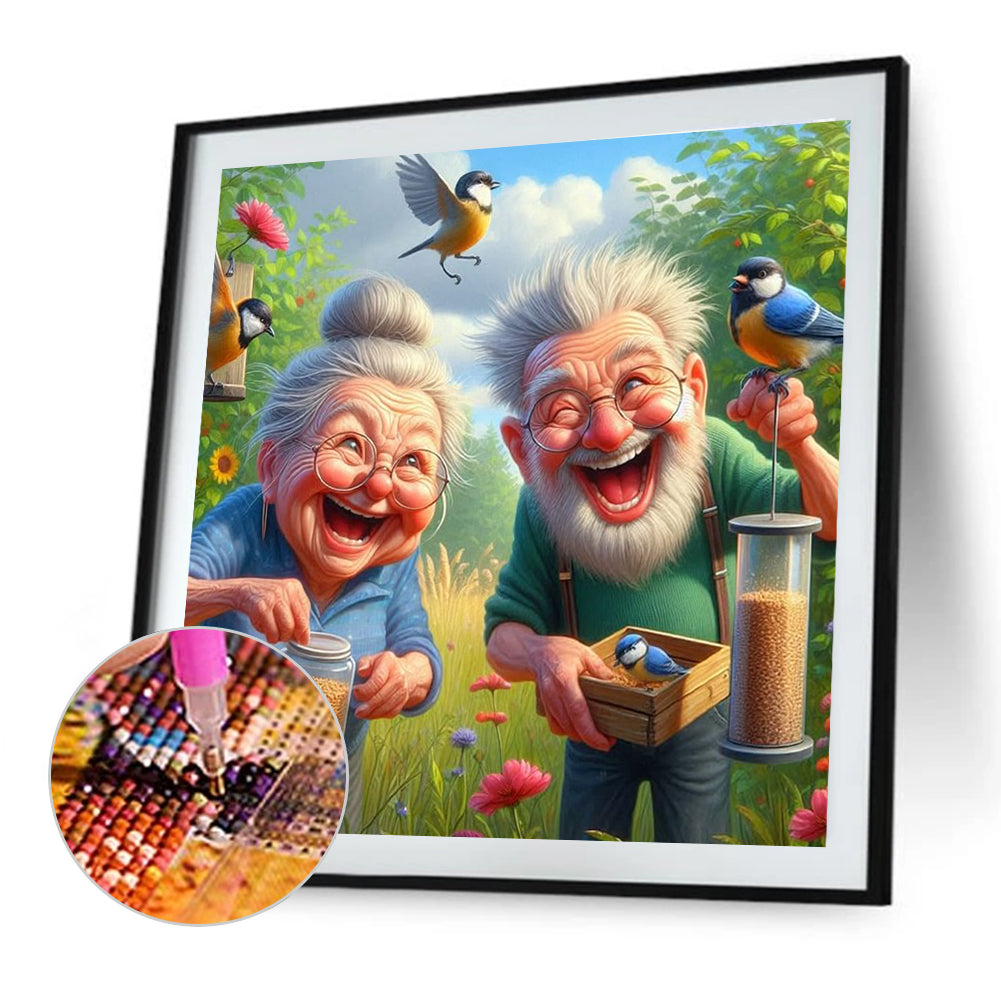 Funny Old Couple - Full Round Drill Diamond Painting 40*40CM