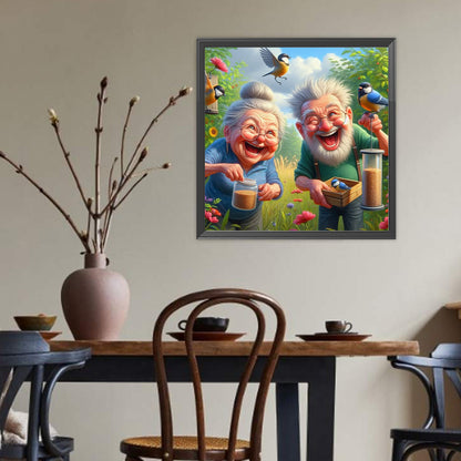 Funny Old Couple - Full Round Drill Diamond Painting 40*40CM