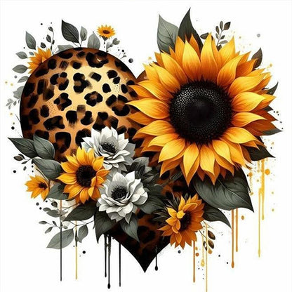 Heart Sunflower - Stamped Cross Stitch 20*20CM