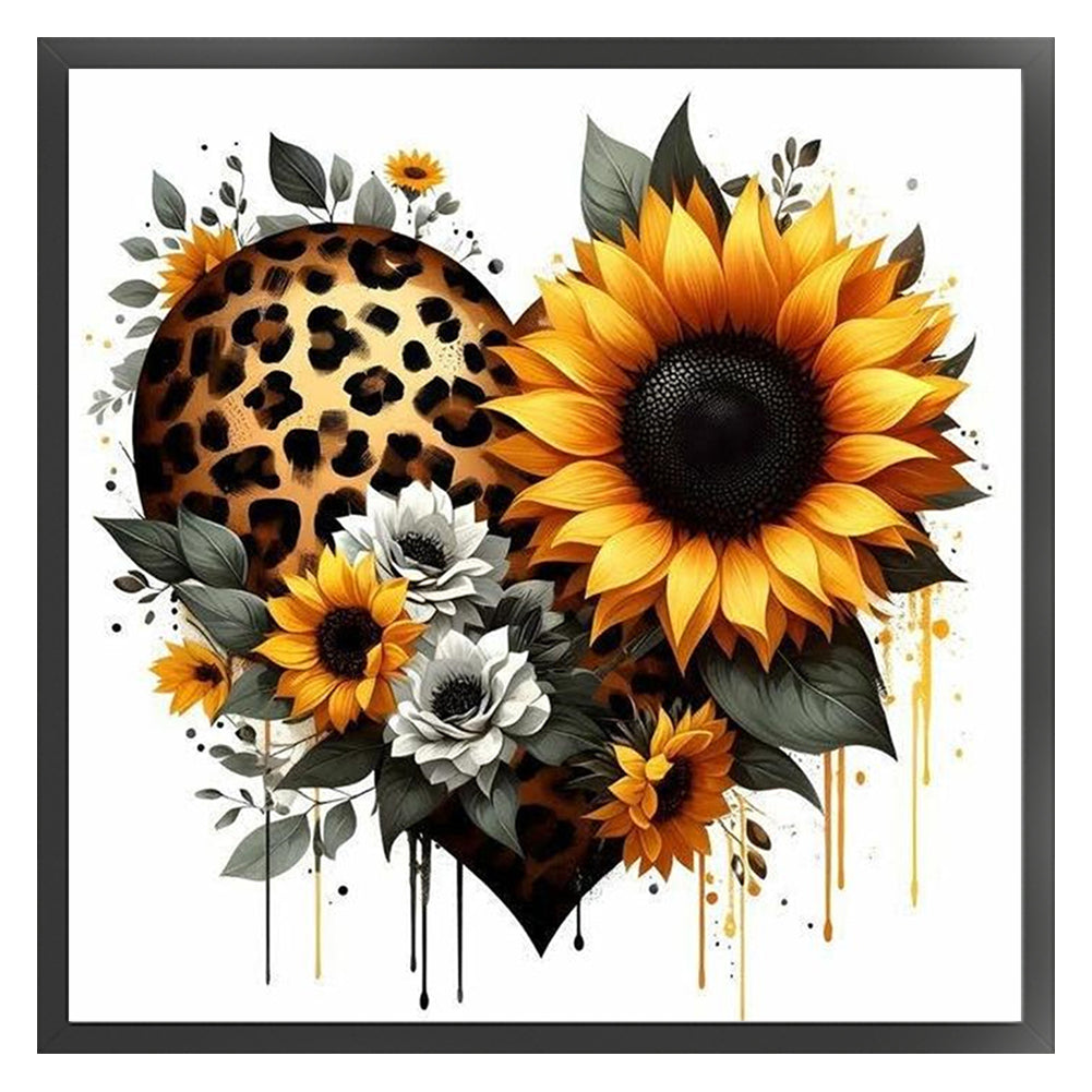 Heart Sunflower - Stamped Cross Stitch 20*20CM