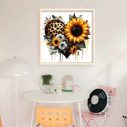 Heart Sunflower - Stamped Cross Stitch 20*20CM