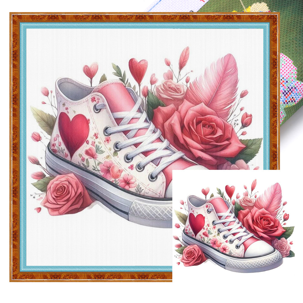 Shoe Rose - Stamped Cross Stitch 20*20CM