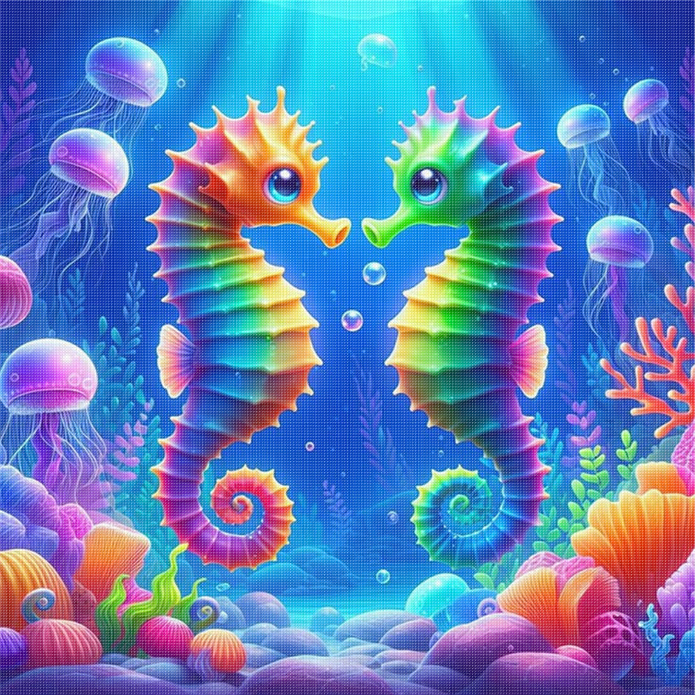 Seahorse - Stamped Cross Stitch 25*25CM