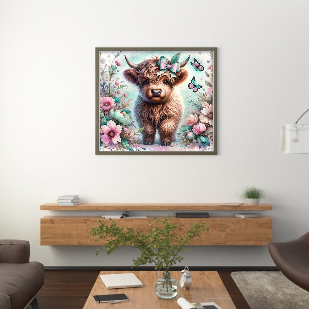 Flower Yak - 11CT Stamped Cross Stitch 50*45CM