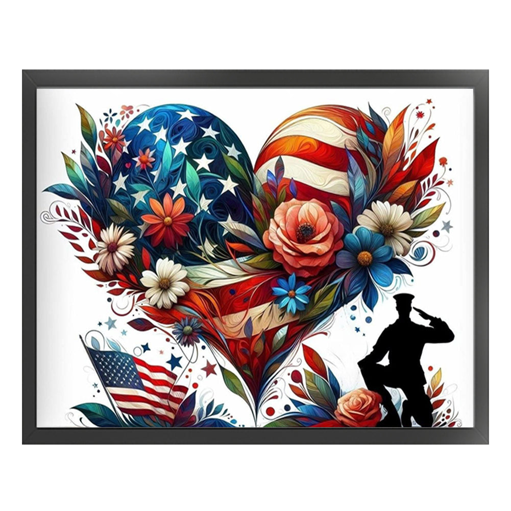 American Flag Heart - 11CT Stamped Cross Stitch 50*40CM