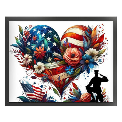 American Flag Heart - 11CT Stamped Cross Stitch 50*40CM