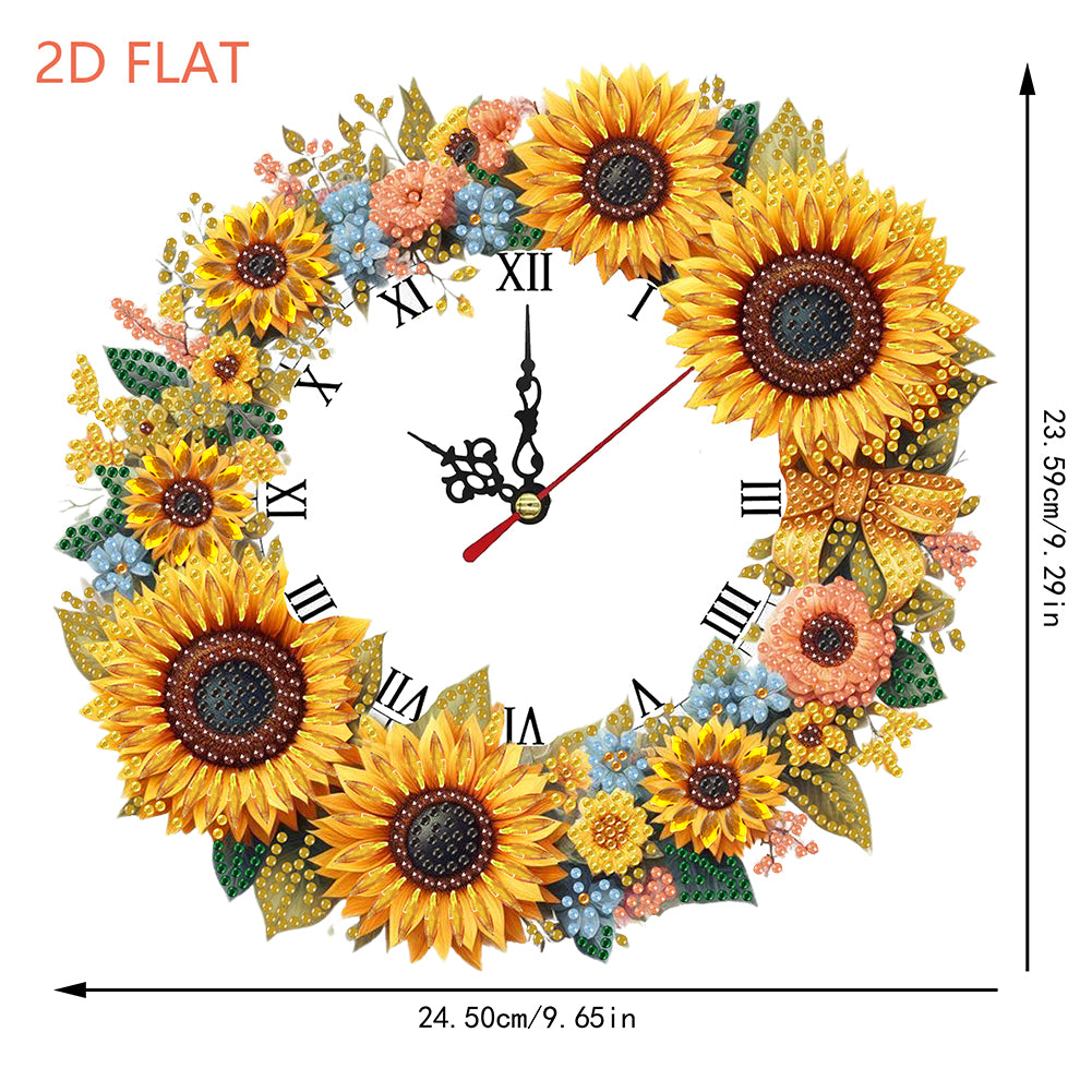 2D Flat DIY Rhinestone Diamond Art Clock Wall Pendants Diamond Clock Art Pendant