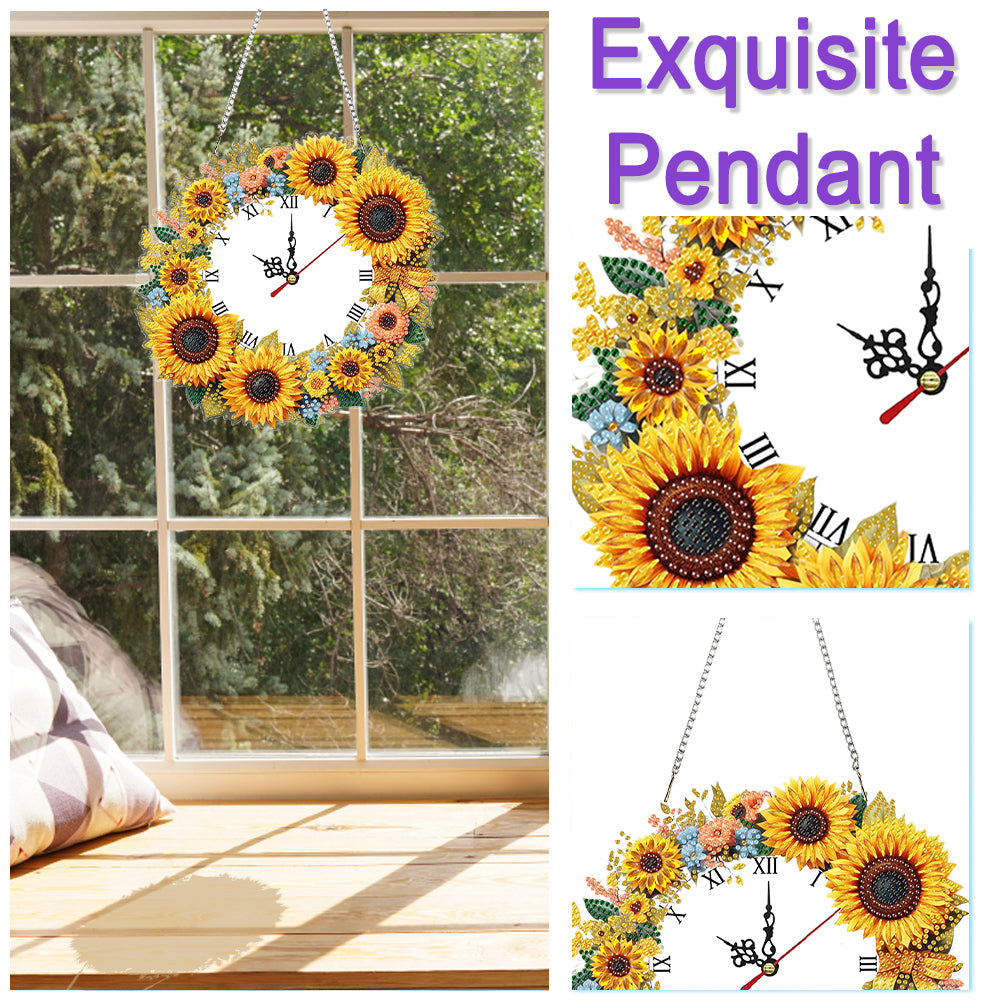 2D Flat DIY Rhinestone Diamond Art Clock Wall Pendants Diamond Clock Art Pendant