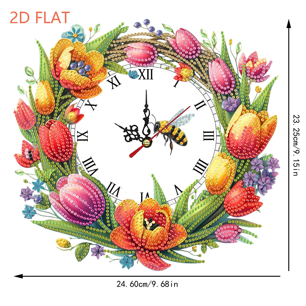 2D Flat DIY Rhinestone Diamond Art Clock Wall Pendants Diamond Clock Art Pendant