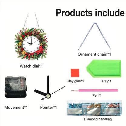 2D Flat DIY Rhinestone Diamond Art Clock Wall Pendants Diamond Clock Art Pendant