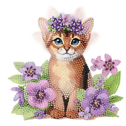2D Flat Print Cat DIY Shaking Head Desktop Diamond Art Kits for Adults Beginner