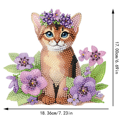 2D Flat Print Cat DIY Shaking Head Desktop Diamond Art Kits for Adults Beginner