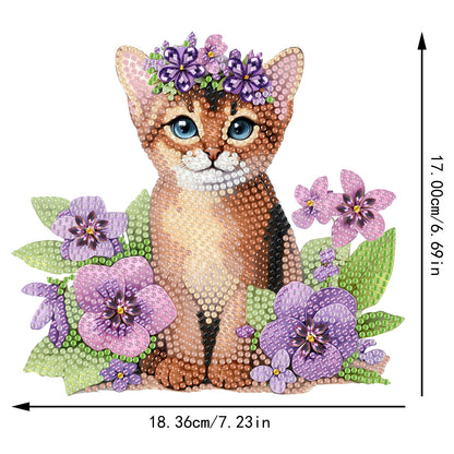 2D Flat Print Cat DIY Shaking Head Desktop Diamond Art Kits for Adults Beginner