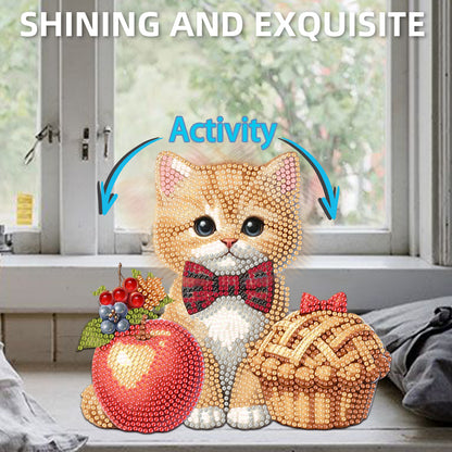 2D Flat Print Cat DIY Shaking Head Desktop Diamond Art Kits for Adults Beginner